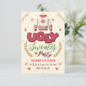 おもしろいレトロ醜いセータークリスマスパーティー 招待状 (スタンド正面)