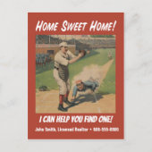 おもしろいレトロ野球不動産仲介業者マーケティング ポストカード (正面)
