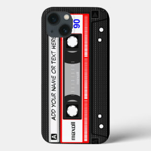 おもしろいレトロ音楽カセットテープパターン iPhone 13ケース