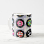 おもしろいレトロ音楽図解入りの、写真付きのビニールレコードデザイン コーヒーマグカップ (正面左)