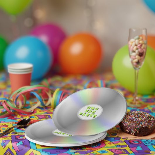 おもしろいレトロ音楽CDディスクY2Kパーティー紙プレート ペーパープレート