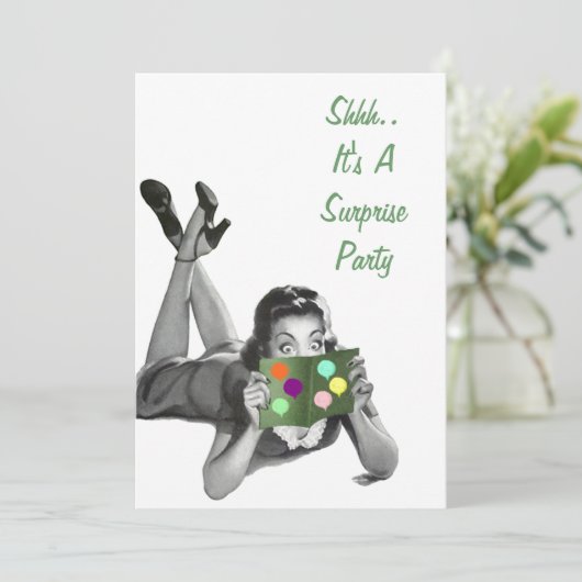 おもしろいレトロ驚きパーティーの発表招待状 招待状 (スタンド正面)