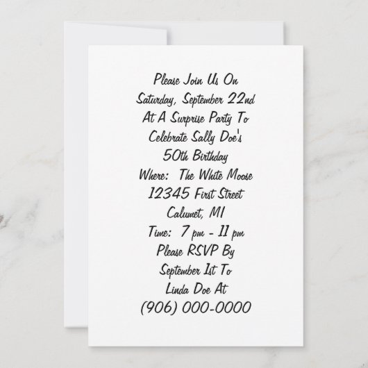 おもしろいレトロ驚きパーティーの発表招待状 招待状 (裏面)