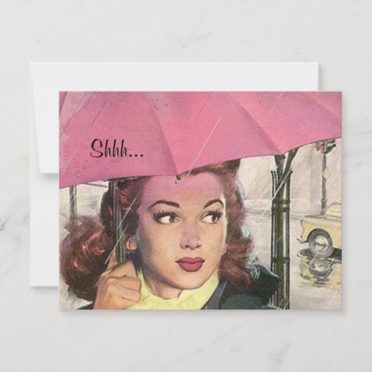 おもしろいレトロ驚きブライダルシャワーパーティの招待状 招待状 (正面)