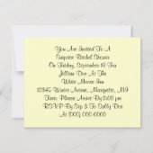 おもしろいレトロ驚きブライダルシャワーパーティの招待状 招待状 (裏面)