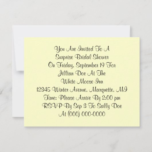 おもしろいレトロ驚きブライダルシャワーパーティの招待状 招待状 (裏面)