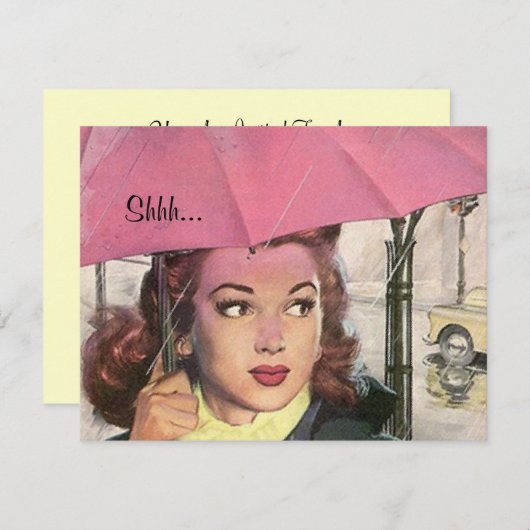 おもしろいレトロ驚きブライダルシャワーパーティの招待状 招待状 (正面/裏面)