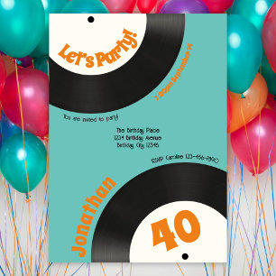 おもしろいレトロ40th Birthday 90s音楽ビニールレコード 招待状