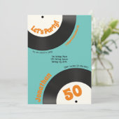 おもしろいレトロ50誕生日70s音楽ビニールレコード 招待状 (スタンド正面)