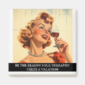 おもしろいレトロ50sことわざセラピスト マグネット (正面)