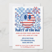 おもしろいレトロ7月4日パーティー 招待状 (正面)