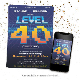 おもしろいレトロ80年代40歳の誕生日パーティー 招待状