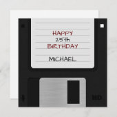 おもしろいレトロ80sフロッピーディスク誕生日カード 招待状 (正面/裏面)