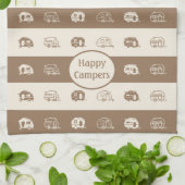 おもしろいレトロRVコーヒーとクリームのハッピーキャンパー キッチンタオル (折り畳み)