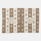 おもしろいレトロRVコーヒーとクリームのハッピーキャンパー キッチンタオル (横)