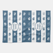 おもしろいレトロRVハッピーキャンパーin青と白 キッチンタオル (横)