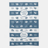 おもしろいレトロRVハッピーキャンパーin青と白 キッチンタオル (縦)