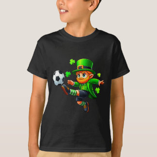 おもしろいレプラコーン アイリッシュ サッカー セントパトリック 男の子  Tシャツ