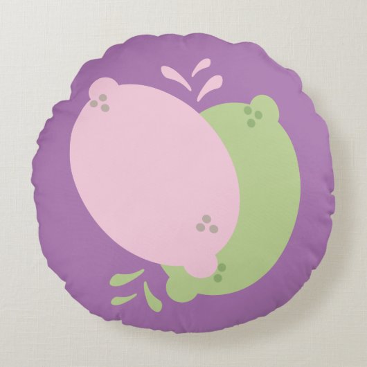 おもしろいレモンとライム生搾り柑橘類 ラウンドクッション (正面)