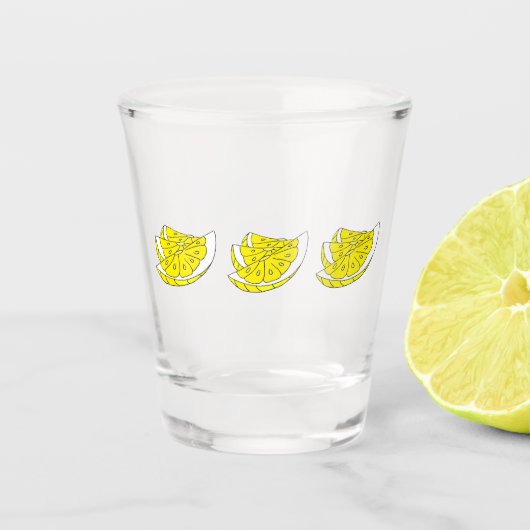 おもしろいレモン切れのデザインの小グラス ショットグラス (正面)