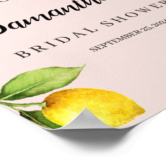 おもしろいレモン柑橘類サマーブライダルシャワーウェルカムサイン ポスター (角)