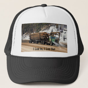 おもしろいログイン – ログアウトTrucker Artデザイン キャップ