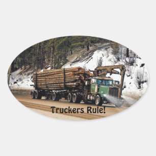 おもしろいログイン – ログアウトTrucker Artデザイン 楕円形シール