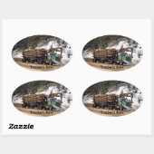 おもしろいログイン – ログアウトTrucker Artデザイン 楕円形シール (シート)