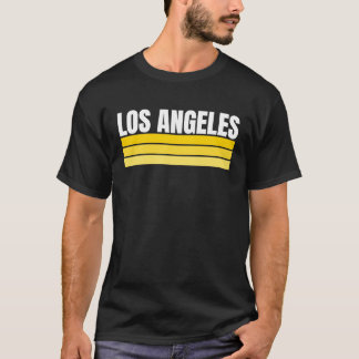 おもしろいロサンゼルスブ王室のルーイエローレトロホストライプのー Tシャツ