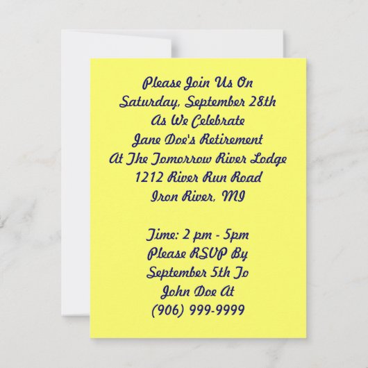 おもしろいロジーザリベターリタイアメントパーティの招待状 招待状 (裏面)