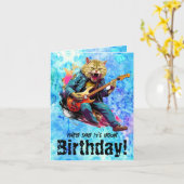 おもしろいロックスター猫誕生日折りグリーティングカード カード (黄色い花)