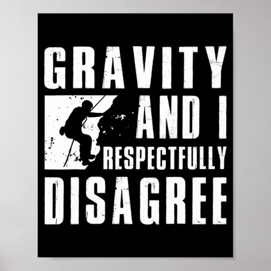 おもしろいロック登山アー男性へト女性の境界Cli ポスター (正面)