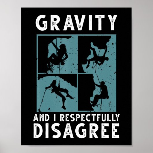 おもしろいロック登山アー男性へト女性の境界Cli ポスター (正面)