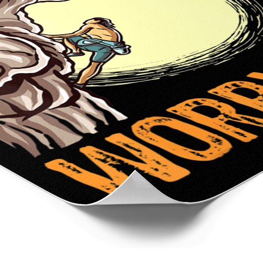 おもしろいロック登山登る多くの心配の少ないボルダリング ポスター (角)