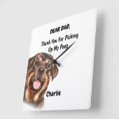 おもしろいロットワイラードッグパパ水彩イヌアート  スクエア壁時計 (傾斜)