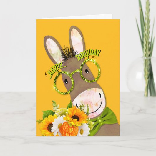 おもしろいロバの眼鏡誕生日 シーズンカード (正面)