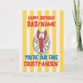 おもしろいロブスターアマルフィストライプイエロー誕生日 カード (正面)