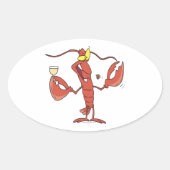 おもしろいロブスター漫画 楕円形シール (正面)