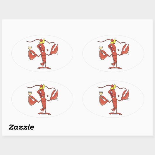 おもしろいロブスター漫画 楕円形シール (シート)