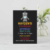 おもしろいロボットの誕生日パーティーへの招待 招待状 (スタンド正面)