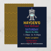 おもしろいロボット生誕祭パーティー招待状 招待状 (正面/裏面)