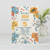 おもしろいロボット誕生日招待状 子供へ 招待状 (スタンド正面)