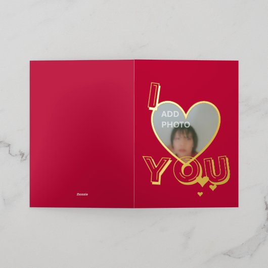 おもしろいロマンチックなバレンタインデーのフォトフォイルカード 箔シーズンカード (外側レイダウン)