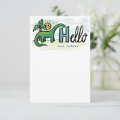 おもしろいロングネック恐竜ハローパーソナルキッズノート サンキューカード (スタンド正面)