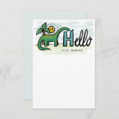 おもしろいロングネック恐竜ハローパーソナルキッズノート サンキューカード (正面/裏面)