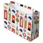 おもしろいロンドンパターン旅行ラージ抱き枕 ラージペーパーバッグ (裏面アングル)