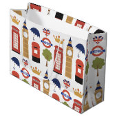 おもしろいロンドンパターン旅行ラージ抱き枕 ラージペーパーバッグ (正面アングル)