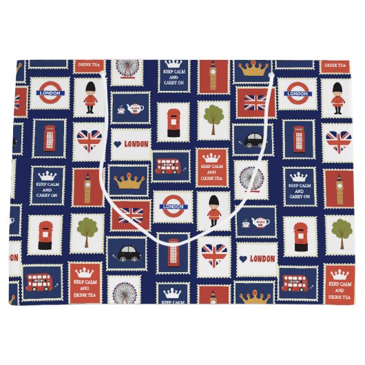 おもしろいロンドンパターン旅行 ラージペーパーバッグ (正面)