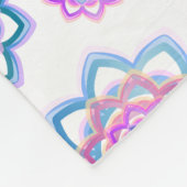 おもしろいロータスフラワーモノグラムピンクパステルグリーン フリースブランケット (角)