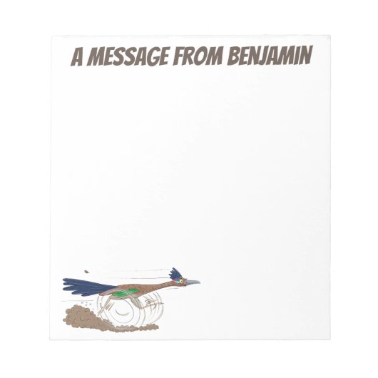 おもしろいロードランナー砂漠の鳥の漫画イラストレーション ノートパッド (正面)